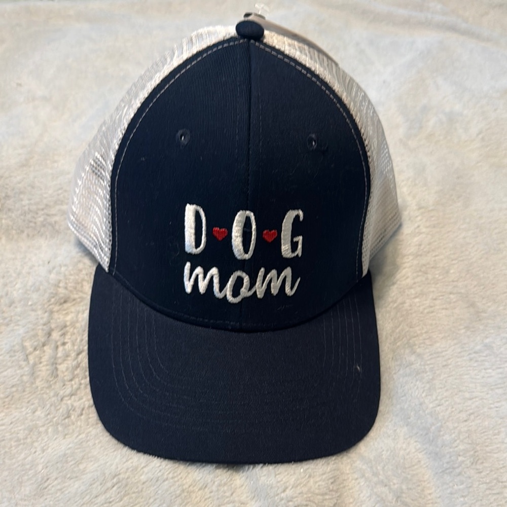 Dog Mom Blue and White Trucker Hat